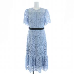 20SS ワンピース レース ロング 半袖 36 S 青 水色 ライトブルー