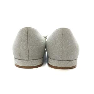 Salvatore Ferragamo ヴァラリボン パンプス フラットシューズ ラウンドトゥ グリッター 7.5 シルバー