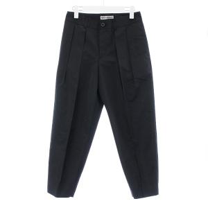 タックパンツ テーパード スラックス ジップフライ 2 ブラック