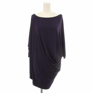 カットソー ドレープ 変形 プルオーバー チュニック 2 パープル