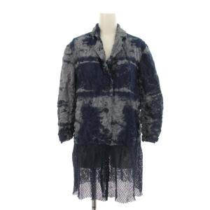 ジャケット メッシュ切替 シワ加工 ロング 総柄 IM21FD103 七分袖 2 M 紺 ネイビー