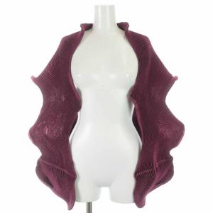 カーディガン 3Dスチームストレッチ プリーツ 変形 ピンク