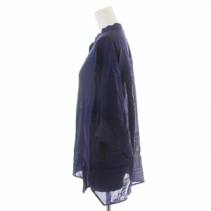ISSEY MIYAKE ブラウス シャツ 半袖 シアー 変形 2 M 紺 ネイビー IM41FJ500