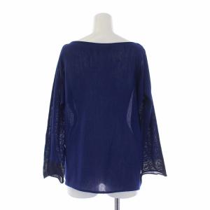 ISSEY MIYAKE ニット カットソー 長袖 ボートネック ストレッチ 薄手 2 M 青 ブルー IM52KN504