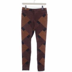 テーパードパンツ 総柄 裾ジップ 2 M 茶 ブラウン IM53FF012
