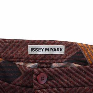 ISSEY MIYAKE テーパードパンツ 総柄 裾ジップ 2 M 茶 ブラウン IM53FF012