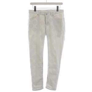 テーパードパンツ ジップフライ ドット ストライプ 3 L 白 ホワイト IM41FF011