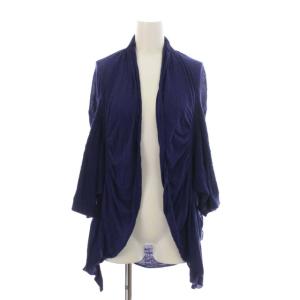 カーディガン ギャザー 変形 七分袖 ストレッチ M 紫 パープル