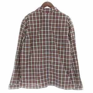 DANTON 19SS チェックカバーオール カジュアルシャツ コットン 長袖 42 L オレンジ 紺 ネイビー