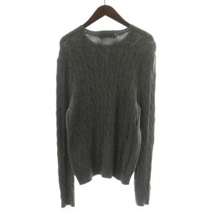 POLO RALPH LAUREN ニット セーター ケーブル 長袖 コットン ロゴ刺繍 M グレー 710574447002