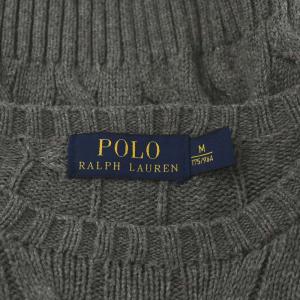 POLO RALPH LAUREN ニット セーター ケーブル 長袖 コットン ロゴ刺繍 M グレー 710574447002