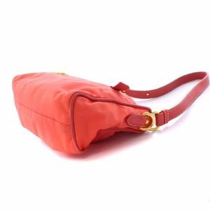 PRADA BN1834 ハンドバッグ アクセサリーポーチ ナイロン 三角プレート オレンジ ピンク