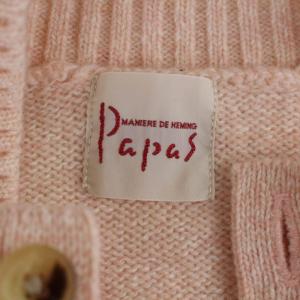 Papas ニット セーター 長袖 ハイネック ハーフボタン アンゴラ混 46 S ピンク