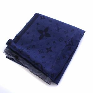 LOUIS VUITTON R98933 19年製 ストール モノグラム シルク ウール ネイビー