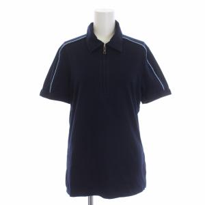 ポロシャツ ハーフジップ プルオーバー 半袖 S 紺 ネイビー