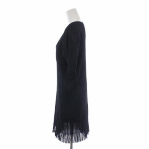 PLEATS PLEASE ISSEY MIYAKE イッセイミヤケ 18AW プリーツ チュニック ワンピース 半袖 フリンジ 3 ブラック
