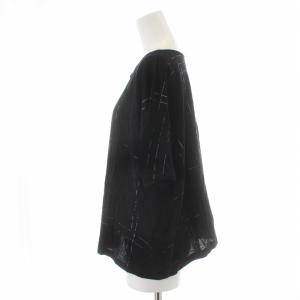 JURGEN LEHL シャツ カットソー 半袖 ボートネック 薄手 柄 M 黒 ブラック