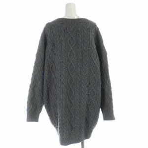 EVERYDAY I LIKE 21AW Cable Vネックプルオーバー ニット セーター チュニック ウール ケーブル編み 長袖 F グレー 21080500805030