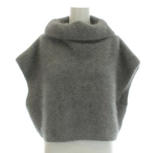 22AW クロップドファーニット ベスト プルオーバー ウール ラクーンファー グレー