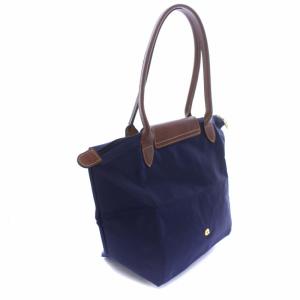 Longchamp トートバッグ ハンドバッグ プリアージュ 折りたたみ ナイロン レザー 紺 ネイビー