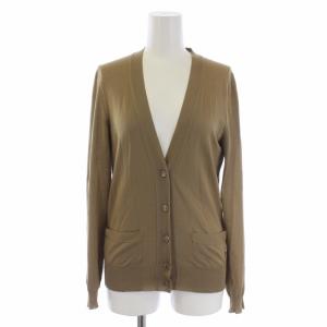 ニットカーディガン 長袖 Vネック ウール イタリア製 XS 茶 ブラウン