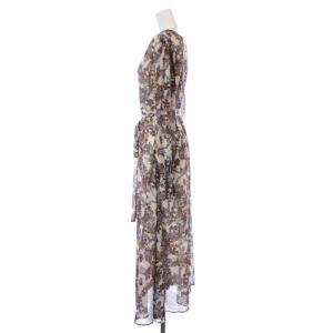 Ameri VINTAGE 19SS GARDEN CHIFFON DRESS ワンピース ロング マキシ フレア 長袖 Vネック 総柄 花柄 シアー