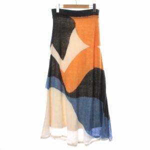 Ameri VINTAGE 21AW MOHAIR LOW GAUGE SKIRT フレアスカート ロング マキシ ニット ウール混 M マルチカラー