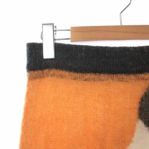 Ameri VINTAGE 21AW MOHAIR LOW GAUGE SKIRT フレアスカート ロング マキシ ニット ウール混 M マルチカラー