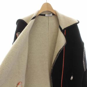 DIESEL ニットコート アウター ミドル ジップアップ ウール混 XXS 黒 ブラック アイボリー