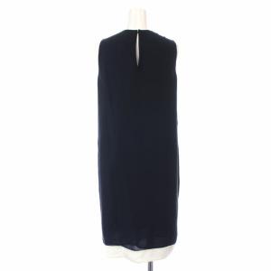 Max Mara ワンピース ひざ丈 フレア ラップ ノースリーブ クルーネック 絹 シルク 38 S 紺 ネイビー 白 ホワイト