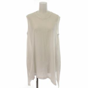 ENFOLD 20SS ハイツイスト天竺アシンメトリータンクトップ カットソー Tシャツ プルオーバー ノースリーブ 38 M 白 ホワイト