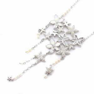 SWAROVSKI ネックレス ペンダント イヤリング フラワーモチーフ 2点セット ビジュー シルバー ホワイト