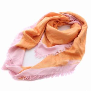 ショール モノグラム ストール 大判 マフラー バイカラー オレンジ ピンク
