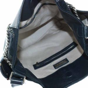 JIMMY CHOO ハンドバッグ ショルダーバッグ 2way レザー スエード 切替 チェーン スタッズ 紺 ネイビー
