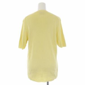 HERMES ニット セーター 半袖 クルーネック リブ イタリア製 XL イエロー