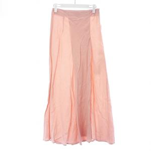 フレアスカート ロング サイドジップ 麻 リネン 38 M ピンク
