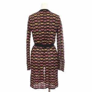 M MISSONI 近年 カーディガン ニット ラメ 総柄 ロング 長袖 38 XS 黒 ブラック マルチカラー