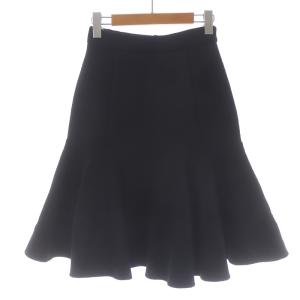 22AW ジャージフリルスカート フレア ひざ丈 ウール 36 S 黒 ブラック 0322422033