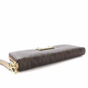 MICHAEL KORS 長財布 ラウンドジップ 小銭入れ クラッチバッグ ロゴ PVCレザー 茶 ブラウン