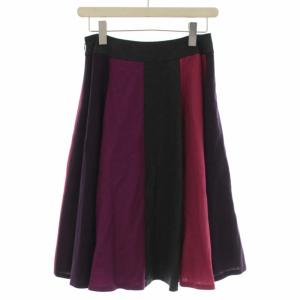 M'S GRACY フレアスカート ウール ひざ丈 38 M ダークグレー マルチカラー