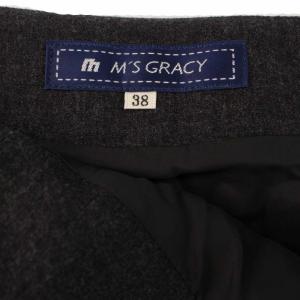 M'S GRACY フレアスカート ウール ひざ丈 38 M ダークグレー マルチカラー