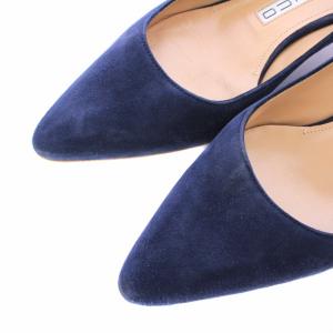 PELLICO パンプス ポインテッドトゥ ローヒール スエード 36 23.0cm 紺 ネイビー