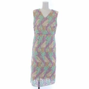 20SS Mexicanレースワンピース ノースリーブ ロング Vネック 36 S マルチカラー