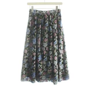 GRACE CONTINENTAL 19AW フラワーオパールプリントスカート ロング マキシ フレア 花柄 36 ブラック ピンク