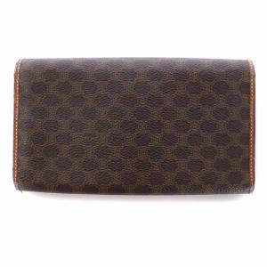 CELINE 長財布 二つ折り マカダム柄 レザー 茶 ブラウン