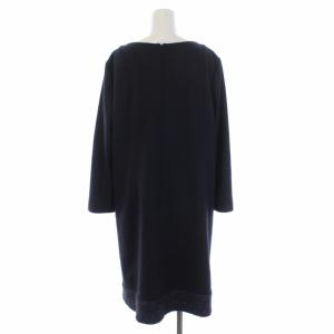 Leilian ワンピース ロング 長袖 切替 ラメ ウール 大きいサイズ 13+ XL 紺 ネイビー CN-1104979