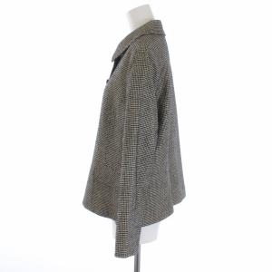 Leilian セットアップ 上下 ステンカラージャケット フレアスカート ひざ丈 千鳥格子 ウール 大きいサイズ 13+ XL 黒 ブラック