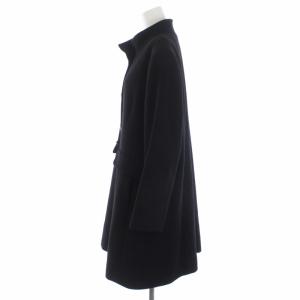 Leilian スタンドカラーコート ロング カシミヤ 大きいサイズ 13+ XL 黒 ブラック
