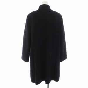 Leilian スタンドカラーコート ロング カシミヤ 大きいサイズ 13+ XL 黒 ブラック