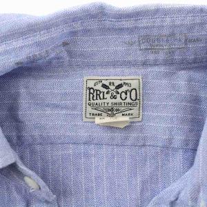 RRL ラルフローレン ストライプ 長袖シャツ コットン 15.5 S 青 ブルー